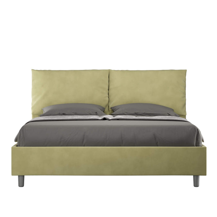 Letto Matrimoniale rivestito in Microfibra - ANTEA Tipologia Letto: Senza Rete, Dimensione Rete: 160x210, Colore: Tè verde