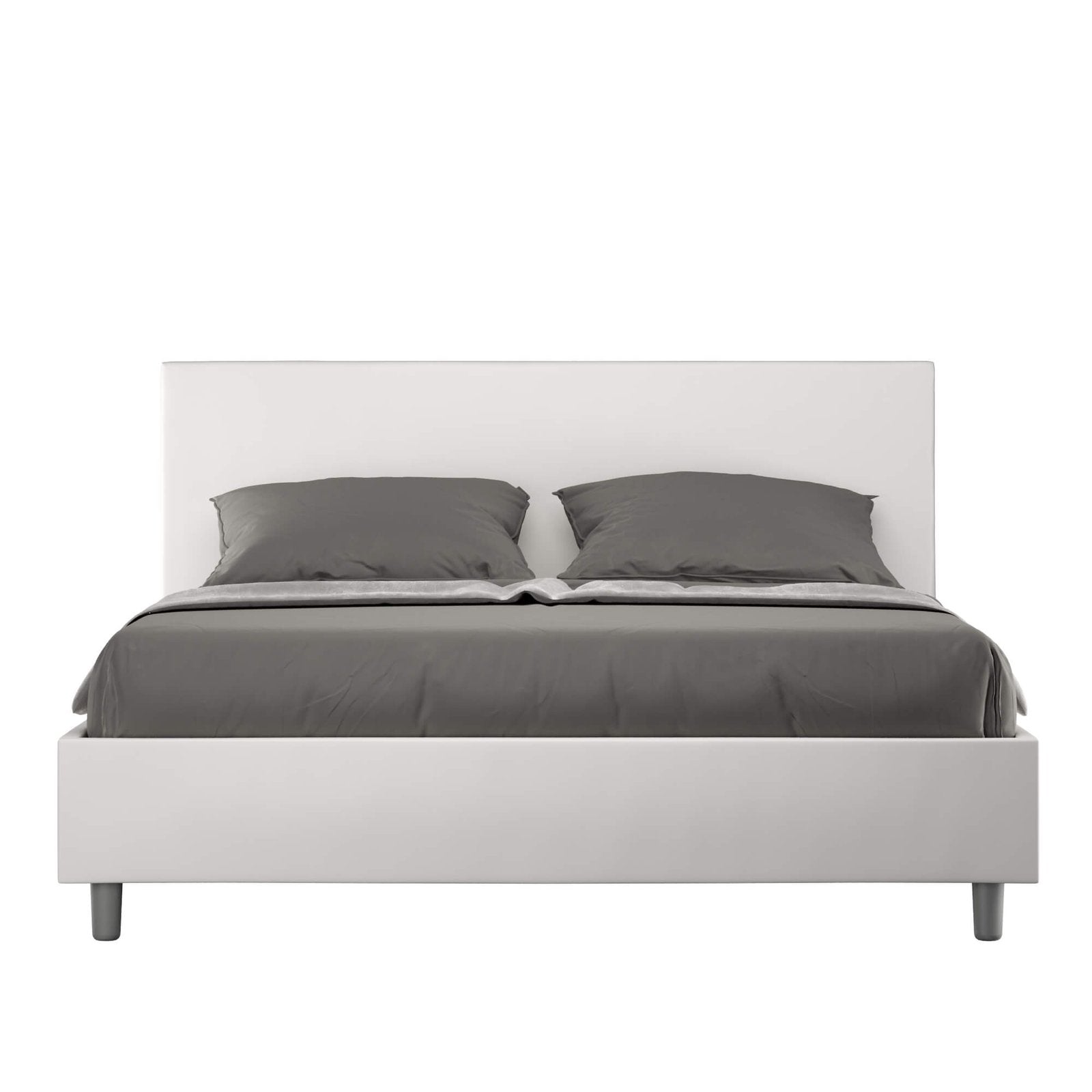 Letto Matrimoniale rivestito in Similpelle - ADELE Dimensione Rete: 160x190, Colore: Bianco, Tipologia Letto: Con Rete