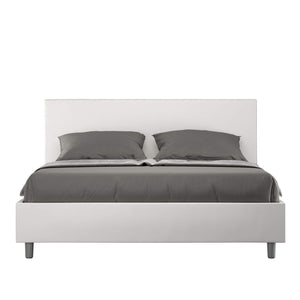 Letto Matrimoniale rivestito in Similpelle - ADELE Dimensione Rete: 160x190, Colore: Bianco, Tipologia Letto: Con Rete
