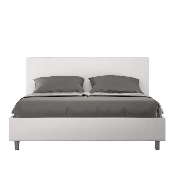 Letto Matrimoniale rivestito in Similpelle - ADELE Dimensione Rete: 160x190, Colore: Bianco, Tipologia Letto: Con Rete