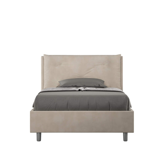 Letto una piazza e mezza rivestito in Microfibra con cuscini xl - APPIA LARGE Dimensione Rete: 110x210, Tipologia Letto: Con Rete e Contenitore, Colore: Sabbia