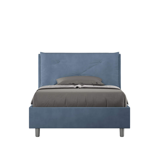 Letto una piazza e mezza rivestito in Microfibra con cuscini xl - APPIA LARGE Colore: Blu, Dimensione Rete: 110x200, Tipologia Letto: Con Rete e Contenitore