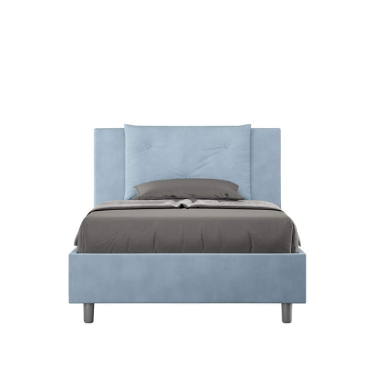 Letto una piazza e mezza rivestito in Microfibra - APPIA Tipologia Letto: Con Rete e Contenitore, Colore: Azzurro, Dimensione Rete: 110x210
