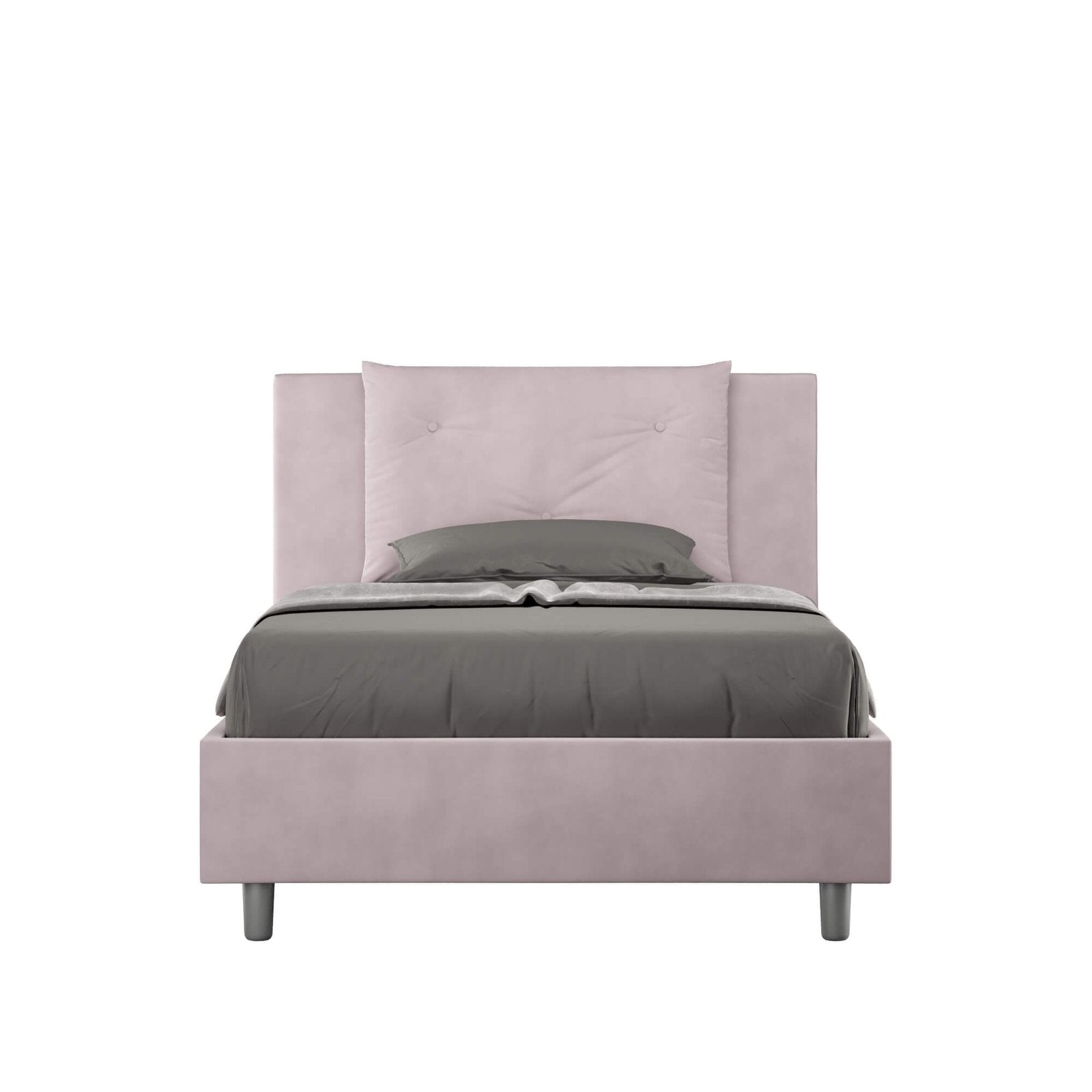 Letto una piazza e mezza rivestito in Microfibra - APPIA Dimensione Rete: 120x190, Colore: Glicine, Tipologia Letto: Con Rete e Contenitore