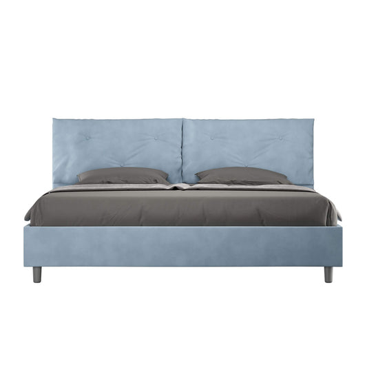 Letto Matrimoniale King size rivestito in Microfibra con cuscini xl - APPIA LARGE Dimensione Rete: 190x200, Tipologia Letto: Con Rete e Contenitore, Colore: Azzurro