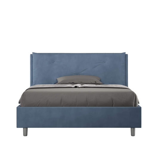 Letto alla Francese rivestito in Microfibra - APPIA LARGE Dimensione Rete: 140x190, Colore: Blu, Tipologia Letto: Con Rete e Contenitore