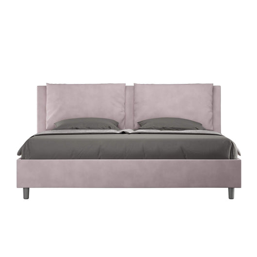 Letto Matrimoniale King size rivestito in Microfibra - ANTEA Tipologia Letto: Con Rete e Contenitore, Colore: Glicine, Dimensione Rete: 180x210