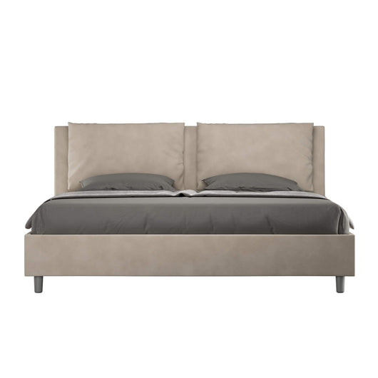 Letto Matrimoniale King size rivestito in Microfibra - ANTEA Colore: Sabbia, Tipologia Letto: Con Rete e Contenitore, Dimensione Rete: 190x210