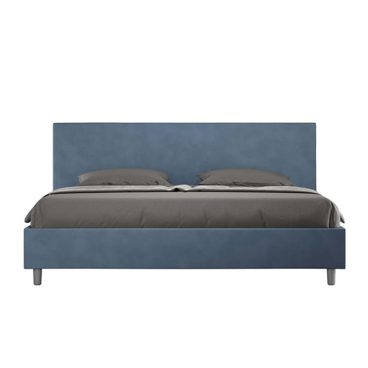 Letto Matrimoniale King size rivestito in Microfibra - ANTEA Dimensione Rete: 200x200, Tipologia Letto: Con Rete e Contenitore, Colore: Blu