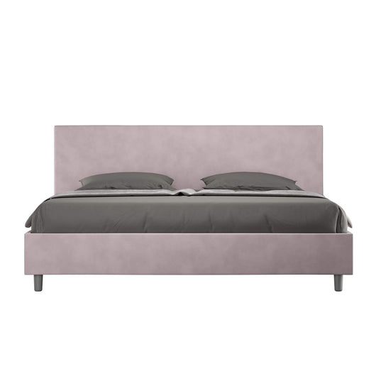 Letto Matrimoniale King size rivestito in Microfibra - ANTEA Dimensione Rete: 200x200, Tipologia Letto: Con Rete e Contenitore, Colore: Glicine