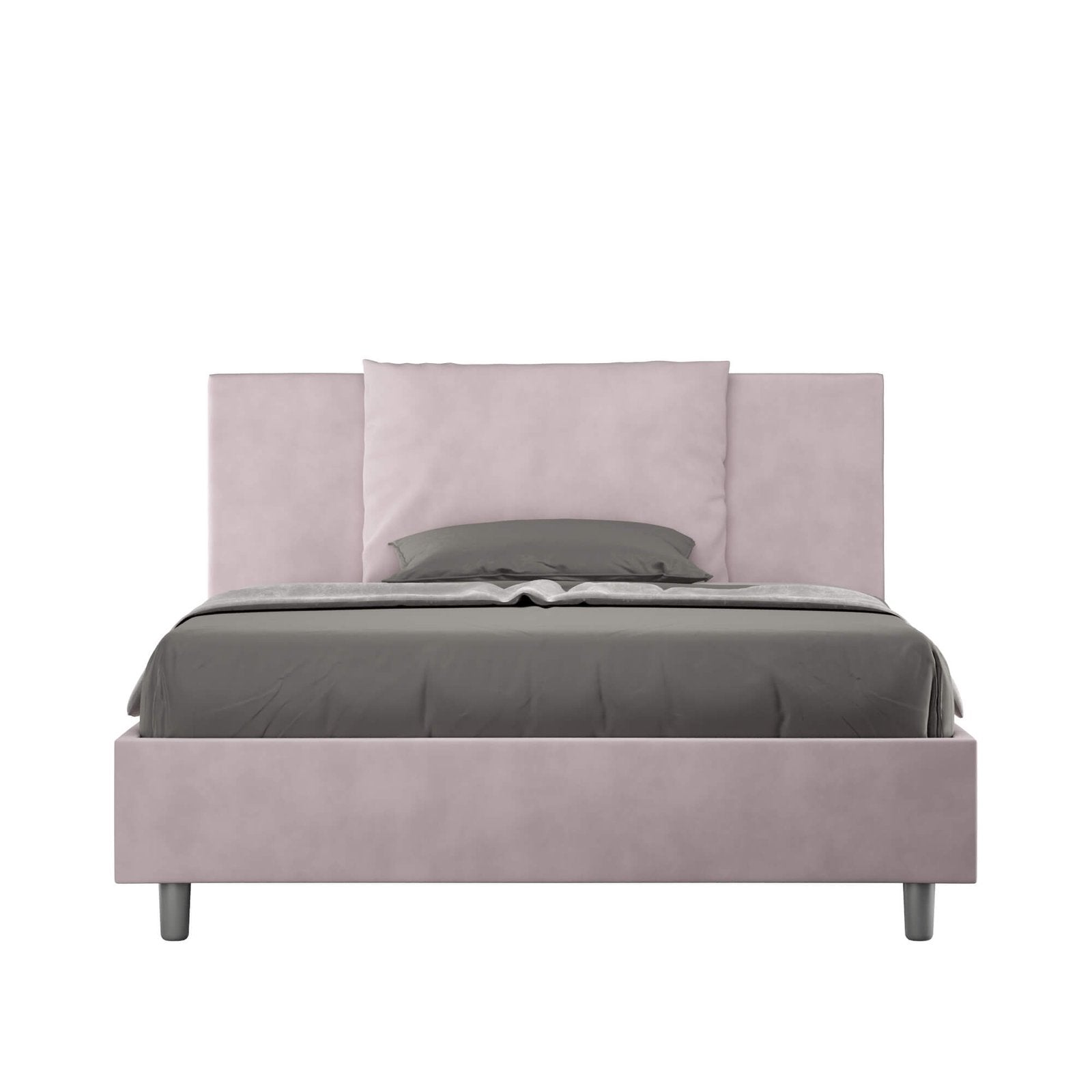 Letto alla Francese rivestito in Microfibra - ANTEA Tipologia Letto: Con Rete e Contenitore, Dimensione Rete: 140x200, Colore: Glicine