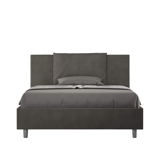 Letto alla Francese rivestito in Microfibra - ANTEA Tipologia Letto: Con Rete e Contenitore, Dimensione Rete: 140x190, Colore: Grigio