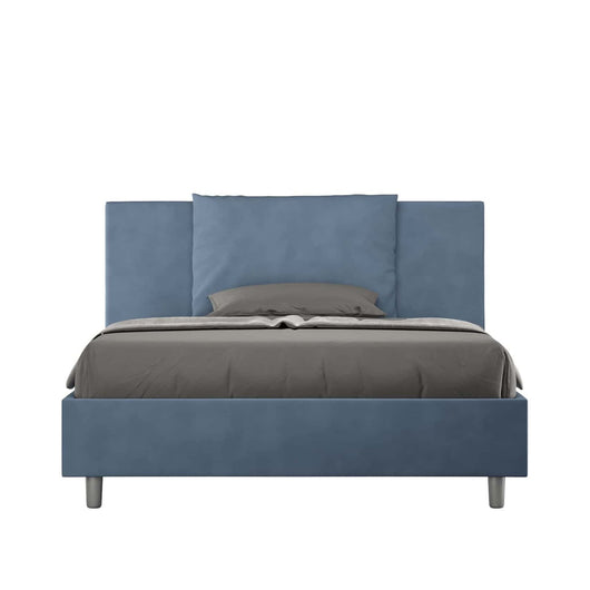 Letto alla Francese rivestito in Microfibra - ANTEA Tipologia Letto: Con Rete e Contenitore, Colore: Blu, Dimensione Rete: 140x210