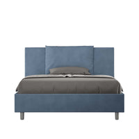 Letto alla Francese rivestito in Microfibra - ANTEA Tipologia Letto: Con Rete, Dimensione Rete: 140x190, Colore: Blu