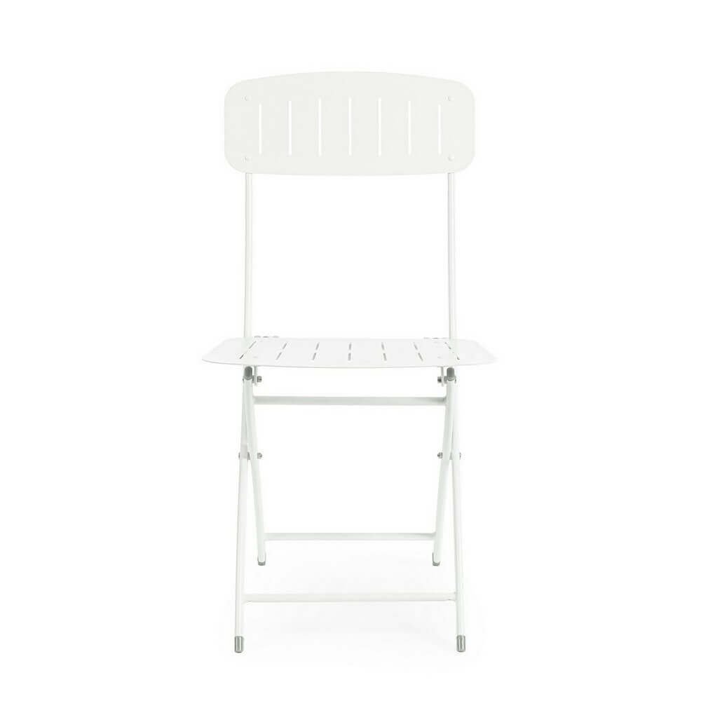 Set 2 Sedie Pieghevoli Acciaio Bianco da Esterno - ZAMIRA
