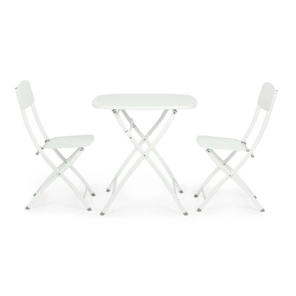 Set 2 Sedie Pieghevoli Acciaio Bianco da Esterno - ZAMIRA