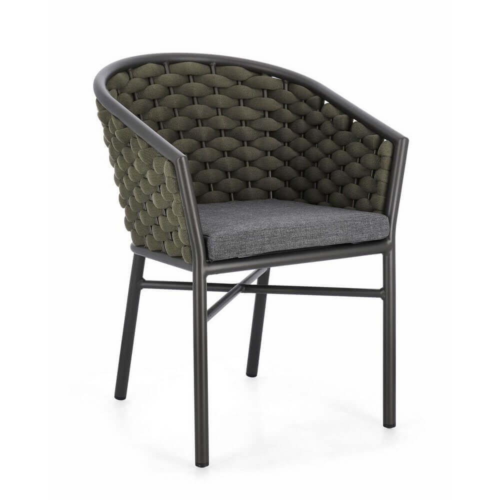 Set 4 Sedie con Braccioli Alluminio Verde da Esterno - NIREYA