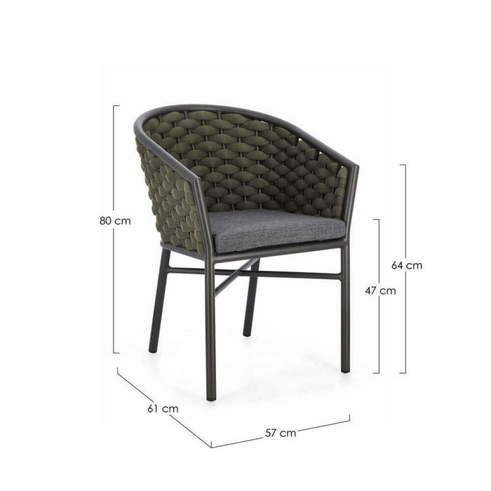 Set 4 Sedie con Braccioli Alluminio Verde da Esterno - NIREYA