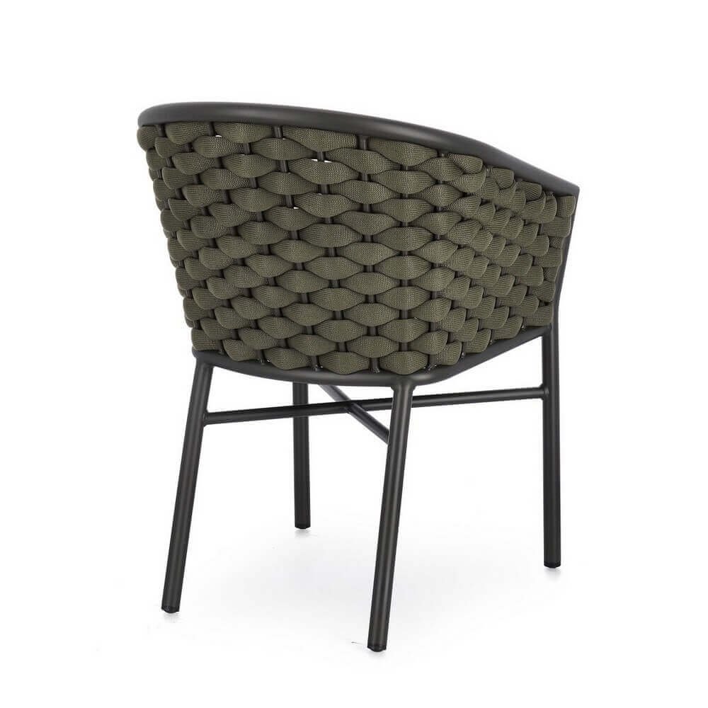 Set 4 Sedie con Braccioli Alluminio Verde da Esterno - NIREYA