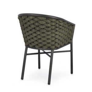 Set 4 Sedie con Braccioli Alluminio Verde da Esterno - NIREYA