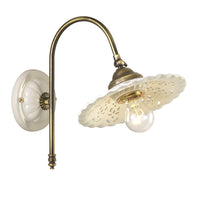 MERLETTO Applique Ceramica Traforata, Braccio Ottone Regolabile