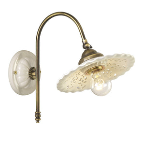 MERLETTO Applique Ceramica Traforata, Braccio Ottone Regolabile