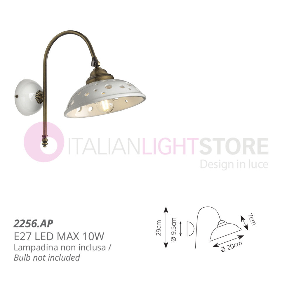 CONTEMPORANEA Applique in Ceramica Bianca Lucida con Braccio in Ottone