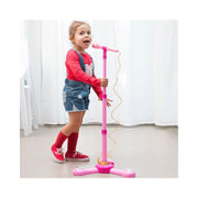 Trade Shop - Microfono Con Asta In Plastica Rosa Con Luci E Suoni Ingresso Mp3 Smartphone -
