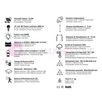 TECHNO Proiettore Faro Solare Led 4800 Lm Con Pannello Separato