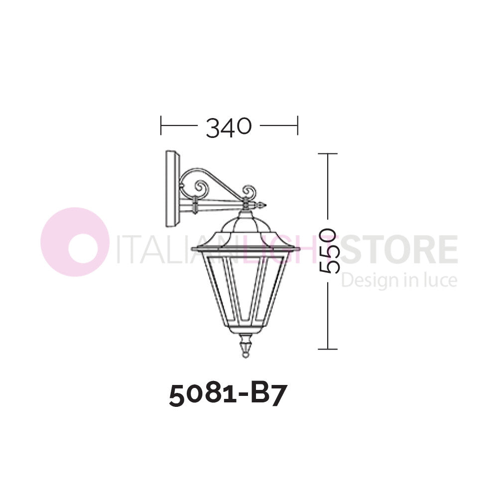 DAFNE BIANCO Lanterna a Parete Esagonale Classica per Esterno Giardino