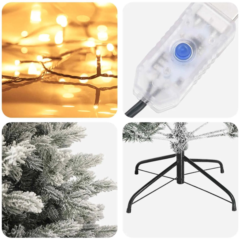 Albero di Natale Artificiale con Rami Pieghevoli 150 cm 150 LED 3465466