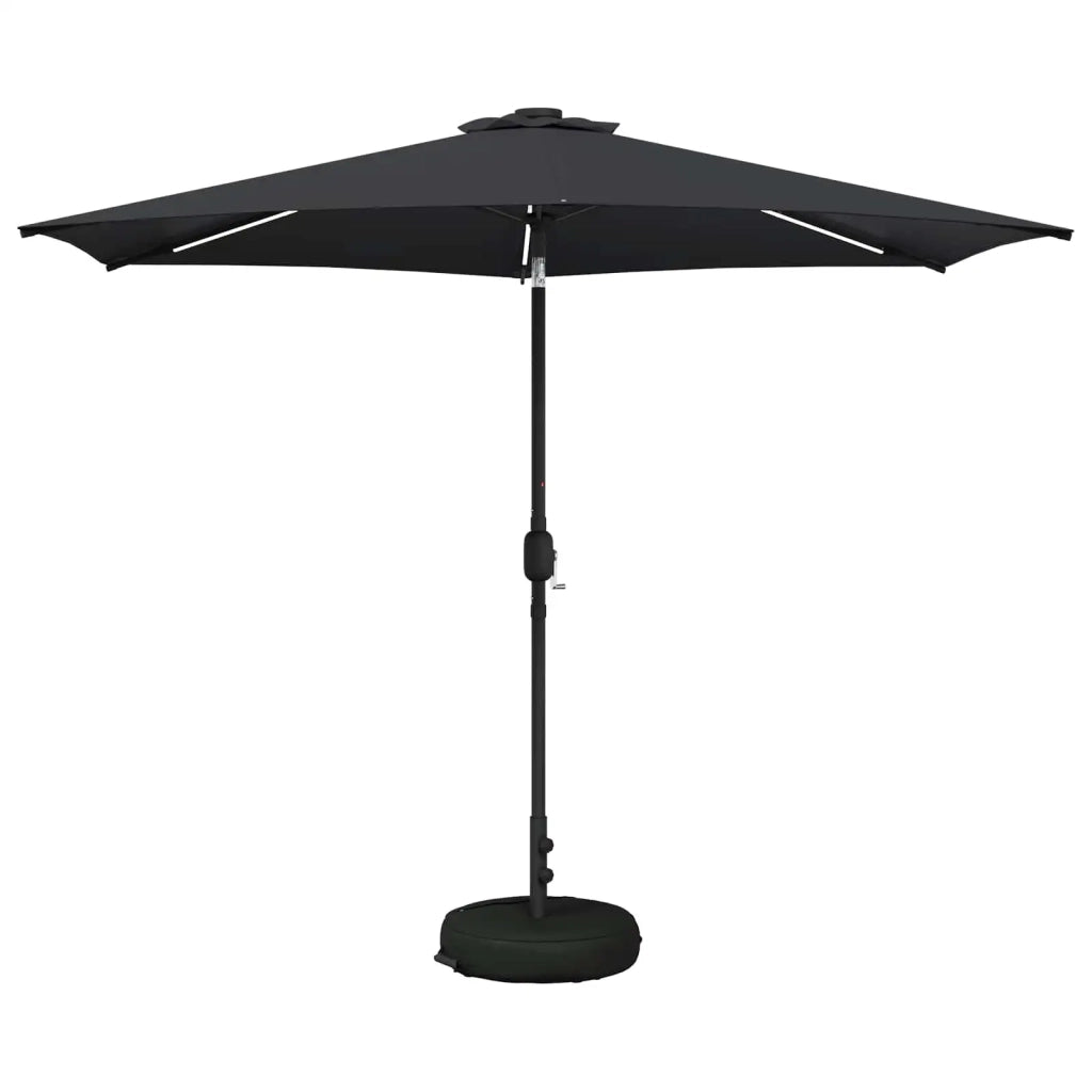 Ombrellone da giardino-Parasol da giardino con luci LED e base 300 x 300 cm Poliestere 735201