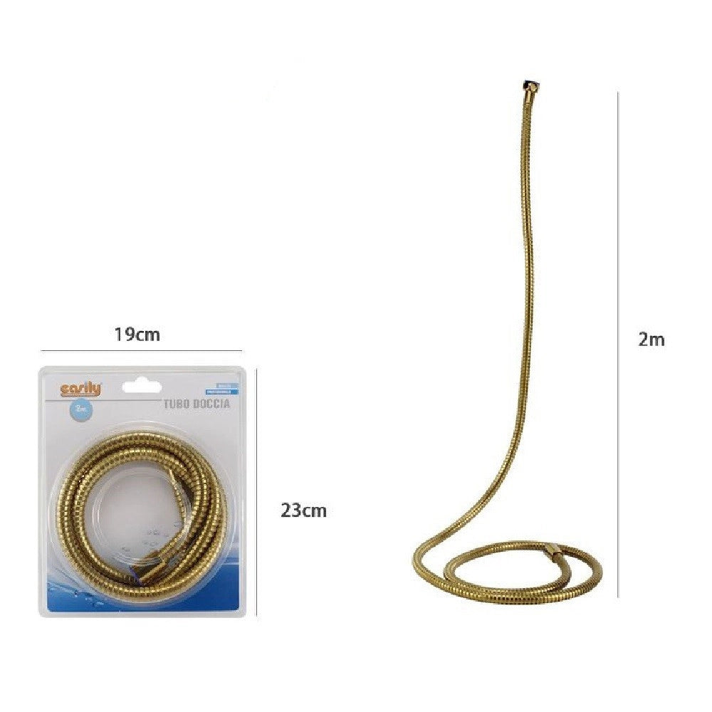 Trade Shop - Tubo Laccio Flessibile Doccia Doccetta Vasca Bagno 2 Mt Universale 59536 Dorato -