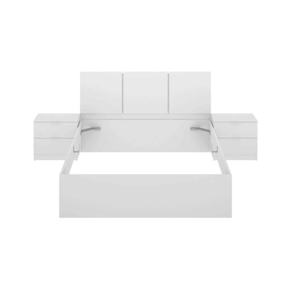 Letto matrimoniale Marika, Sommier per camera da letto, Giroletto per stanza, Struttura porta materasso, 267x205 h96 cm, Bianco