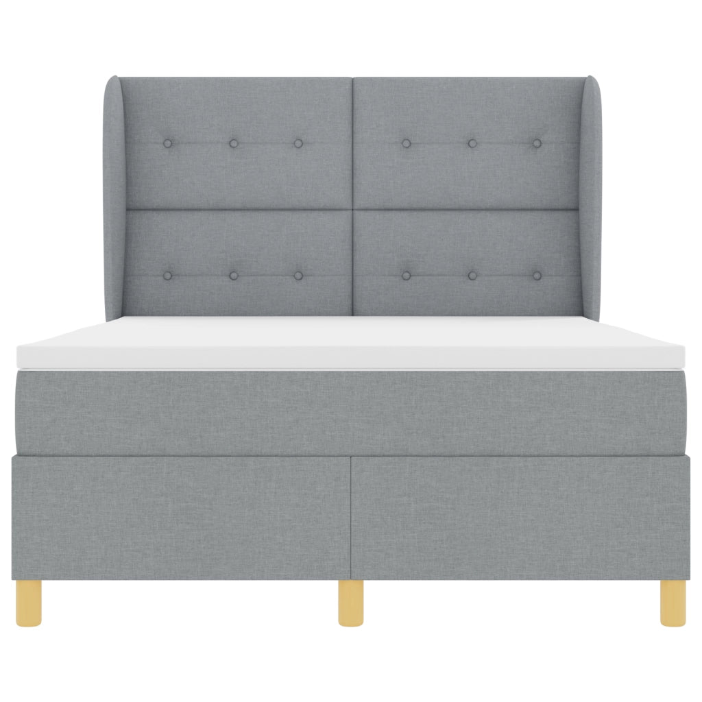 letto a box spring  con materasso grigio chiaro 140x200 cm in tessuto