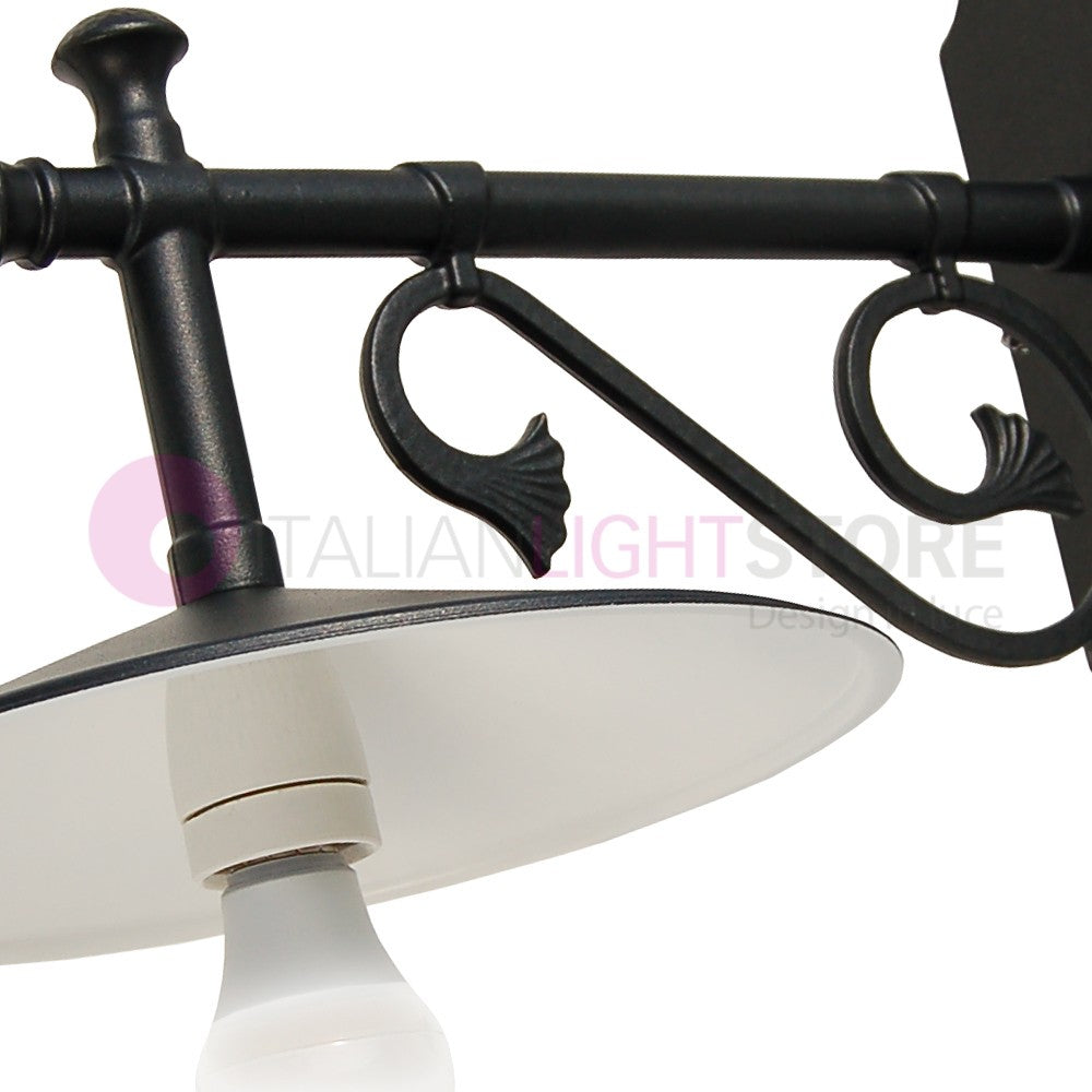 ELIO Applique Lanterna a Parete Rustica da Esterno Antracite con Piatto d.30