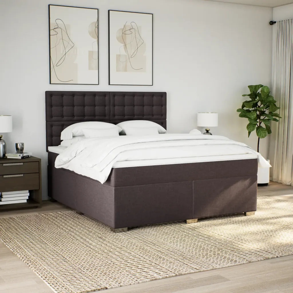 Giroletto a Molle con Materasso Marrone Scuro 180x200cm Tessuto
