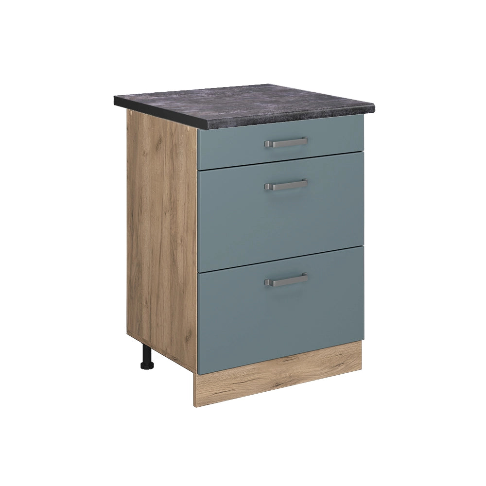 Vicco Mobiletto base per cucina Grigio-blu 60 cm con cassetti, PL Antracite