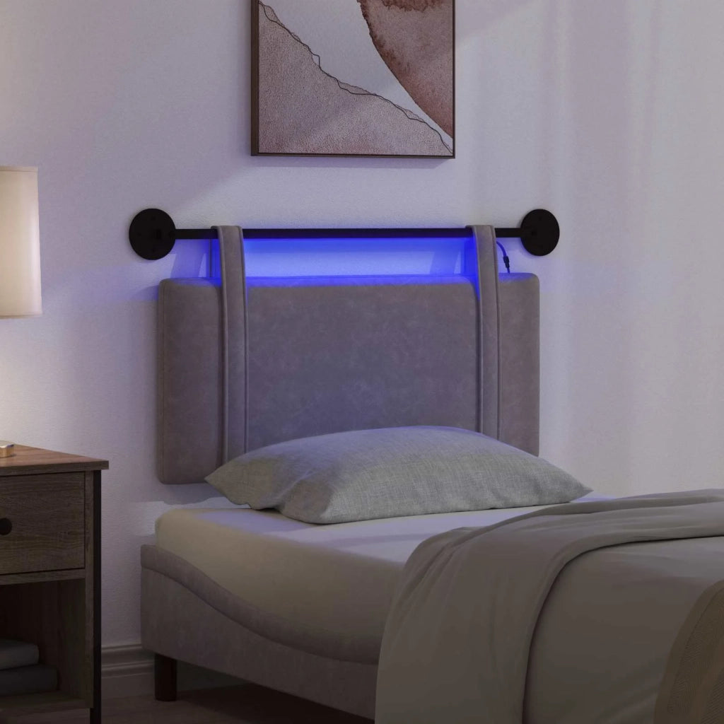 Testiera sospesa Con luce LED Grigio PU Antico 3423861