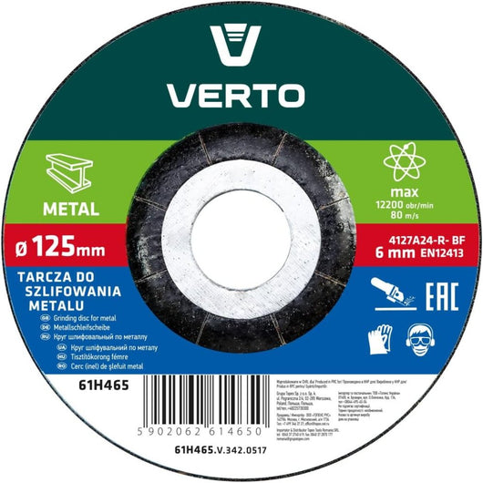 Topex 61h465 disco per rettifica care per metallo 125 x 6,0 x ds