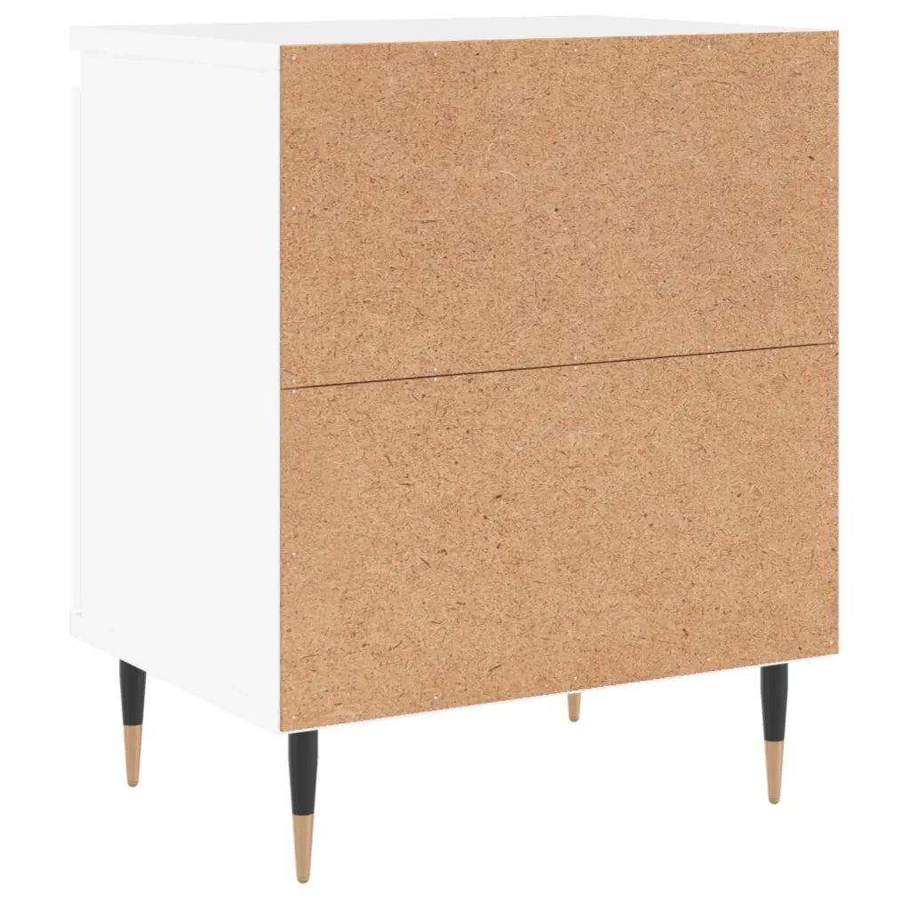 Set di 2 Comodini | Armadio da Notte | Mobiletto da notte Bianchi 40x30x50 cm in Legno Multistrato