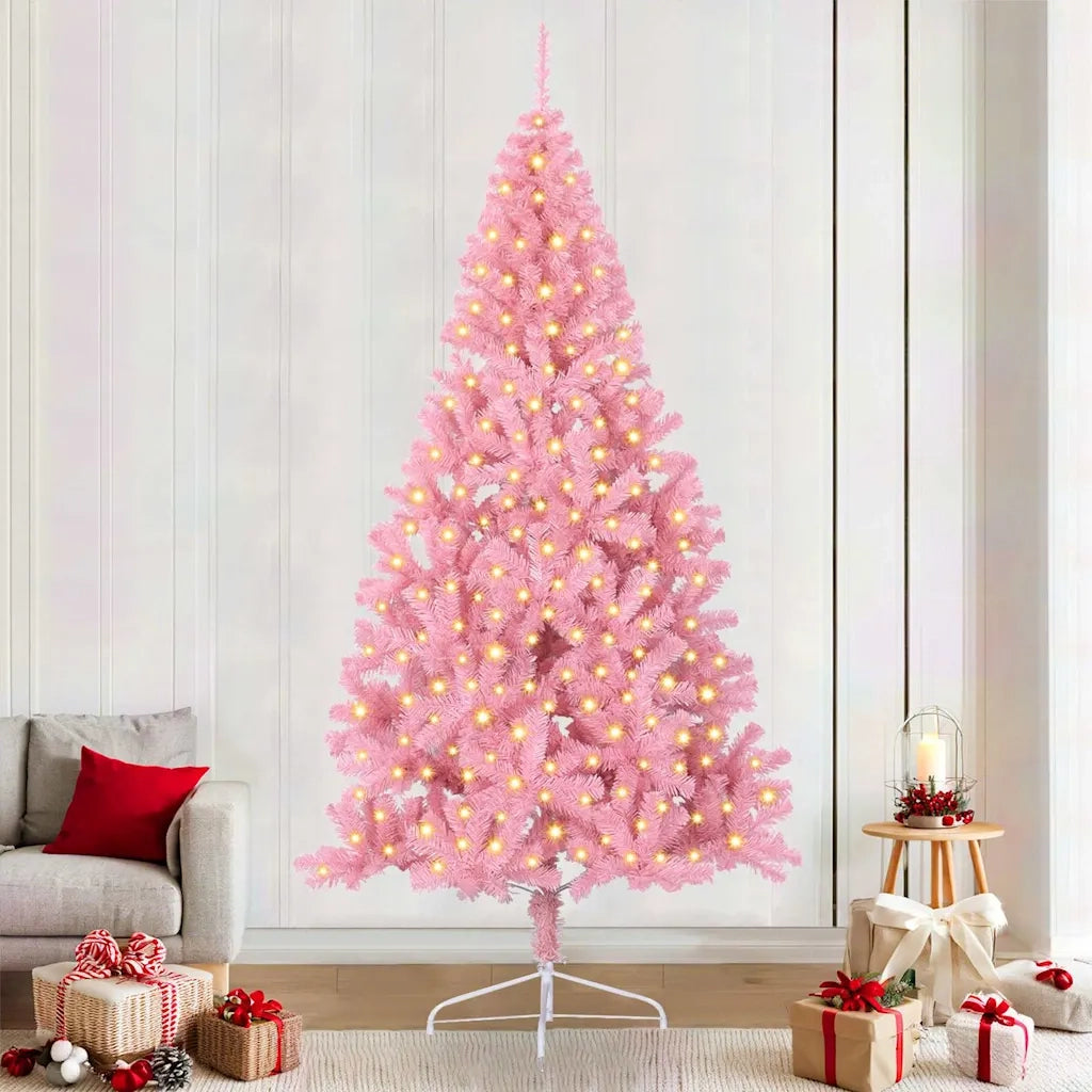 Albero di Natale | Decorazioni natalizie artificiale con luci integrate Rosa 240 cm PVC