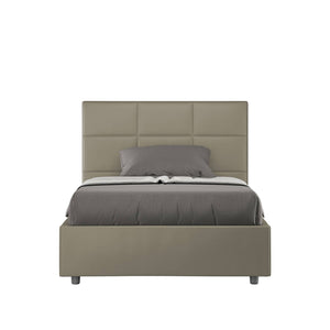 Letto una piazza e mezza rivestito in Similpelle - MIKA Dimensione Rete: 120x190, Colore: Cappuccino, Tipologia Letto: Senza Rete