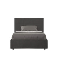 Letto una piazza e mezza rivestito in Microfibra - MIKA Colore: Grigio, Dimensione Rete: 120x200, Tipologia Letto: Con Rete e Contenitore