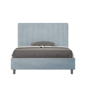 Letto una piazza e mezza rivestito in Microfibra - AGUEDA Dimensione Rete: 120x210, Colore: Azzurro, Tipologia Letto: Con Rete