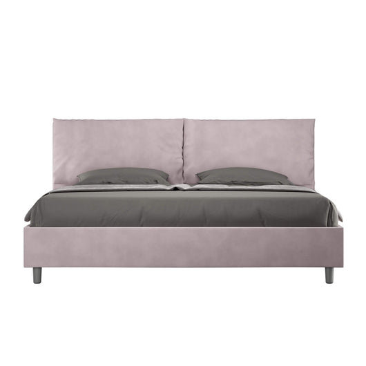 Letto Matrimoniale King size rivestito in Microfibra con cuscini xl - ANTEA LARGE Colore: Glicine, Tipologia Letto: Senza Rete, Dimensione Rete: 200x210