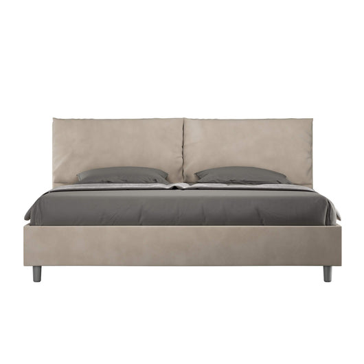 Letto Matrimoniale King size rivestito in Microfibra con cuscini xl - ANTEA LARGE Tipologia Letto: Con Rete e Contenitore, Colore: Sabbia, Dimensione Rete: 190x190