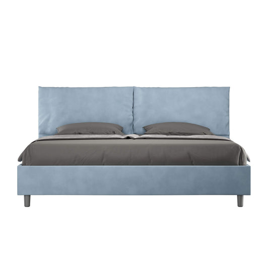 Letto Matrimoniale King size rivestito in Microfibra con cuscini xl - ANTEA LARGE Colore: Azzurro, Dimensione Rete: 190x190, Tipologia Letto: Con Rete