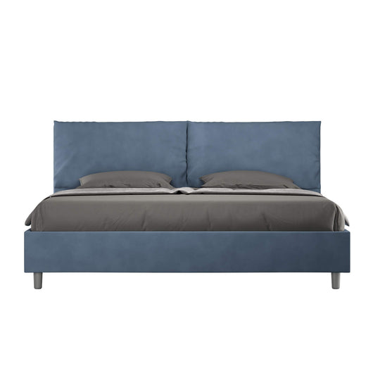 Letto Matrimoniale King size rivestito in Microfibra con cuscini xl - ANTEA LARGE Tipologia Letto: Con Rete e Contenitore, Colore: Blu, Dimensione Rete: 200x210