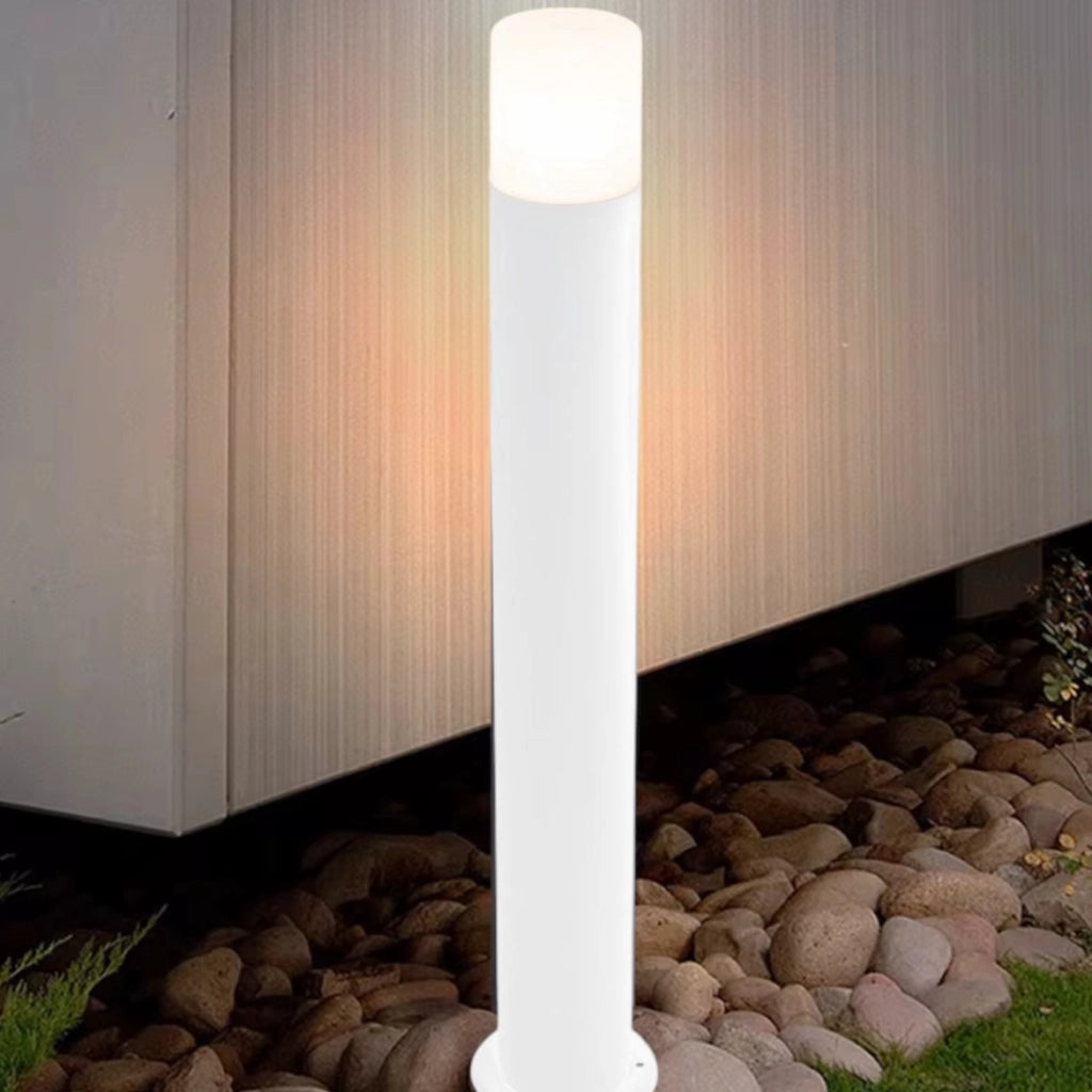 PALO LAMPIONCINO DA TERRA ATTACCO E27 DA ESTERNO IP54 - LAMPADA DA GIARDINO DESIGN MODERNO IN ALLUMINIO BIANCO
